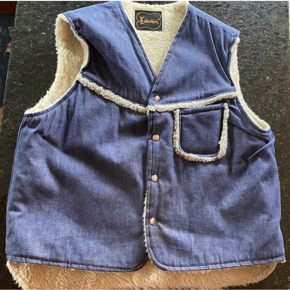 Blue Denim Vest with Sherpa Lining